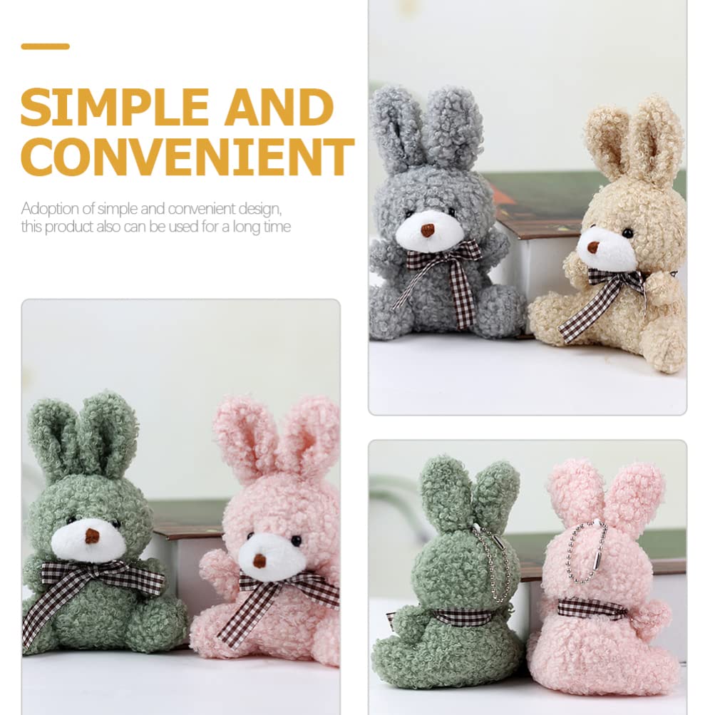 HEMOTON Mini Rabbit Stuffed Animal Party Small Plush Animal Birthday Day Easter Plush Fillers 12-Piece Keychains, Favors, Keychains, Gifts,
