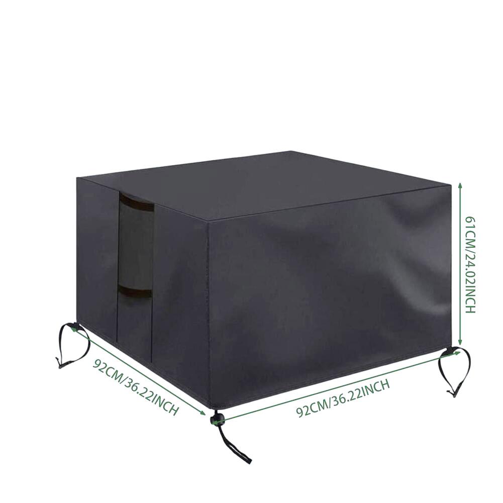 Heavy Duty Waterproof Fire Cover Firepit Cover Accessory for Outdoor Patio Windproof Polyester Material 92 92 61CM Black