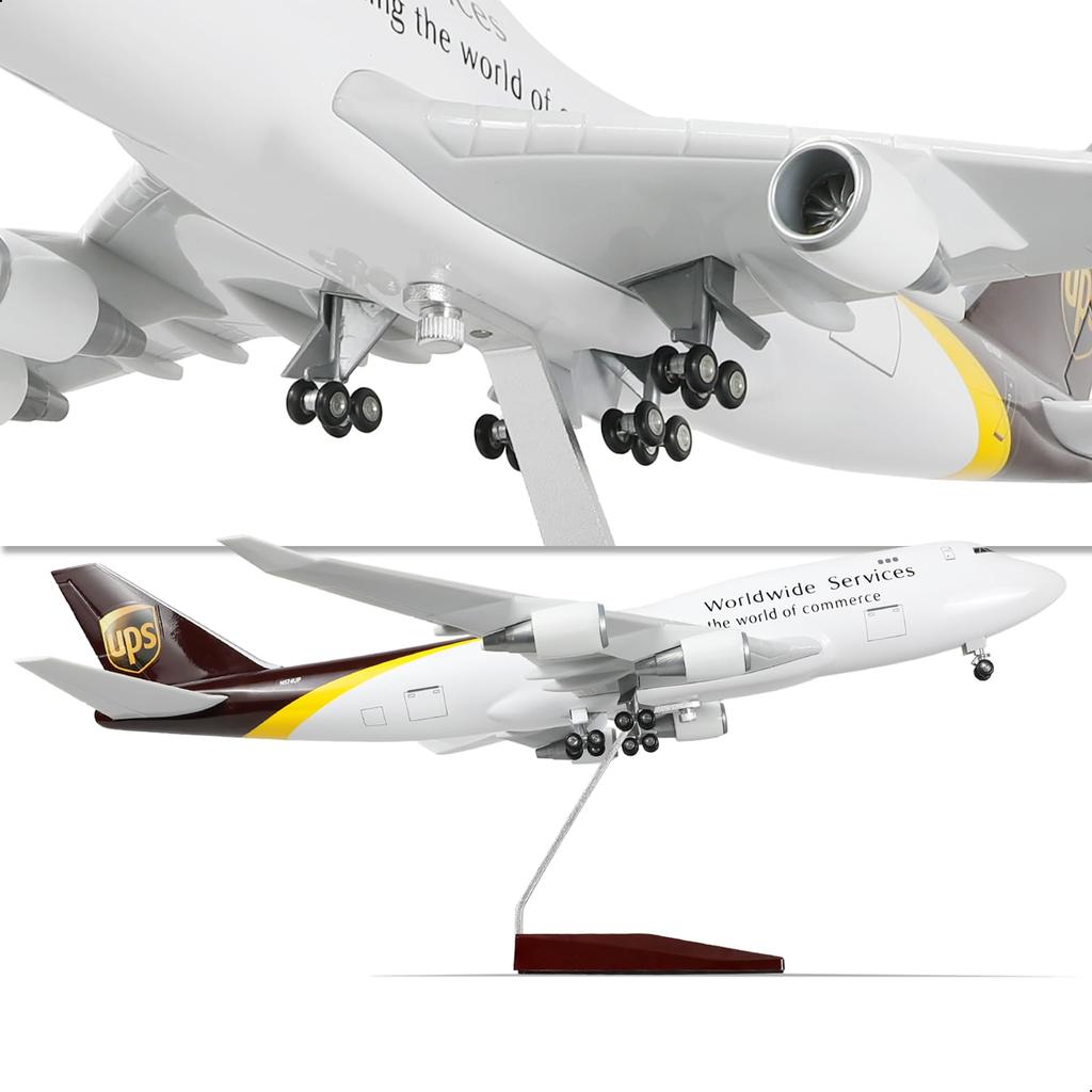 QIYUMOKE for UPS 747 Large Scale Airplane Model with Stand for Boeing Aircraft Model Kit for Adults Aviation Cargo Plane Gift or Airplane Collection