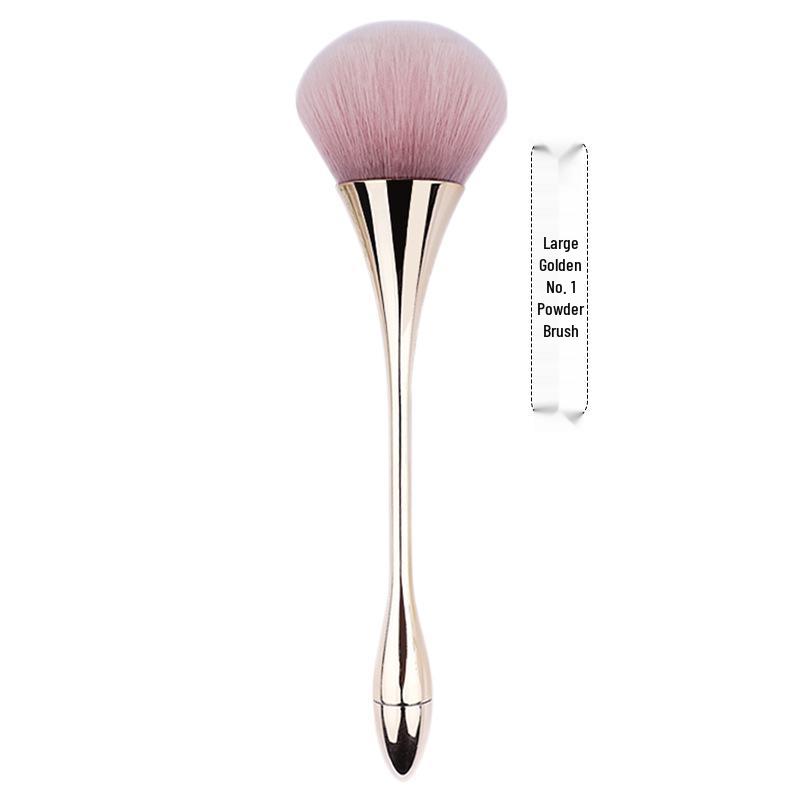 Long-Handle Electroplated Makeup Brush with Soft Bristles - Ideal for Powder and Nail Art Applications