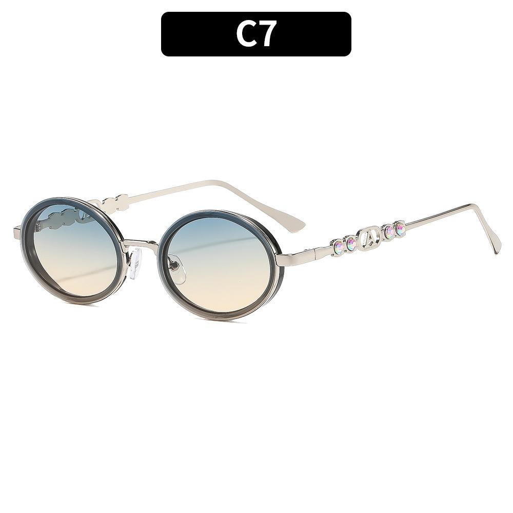 European and American fashion new retro trend sunglasses high-end diamond round sunglasses street shooting versatile personalized glasses