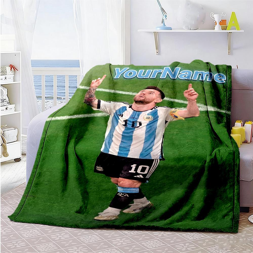 Messi 215 Personalized Name Blanket Cozy Customizable Blanket Durable Comfort for Picnics Bed Bedding Nap Four Seasons Universal