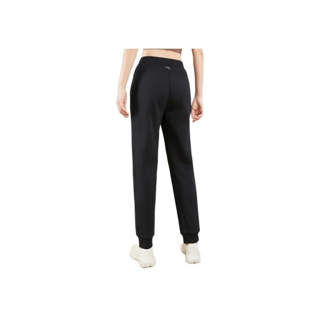 Anta Training Series Solid Color Mid Waist Cuffed Loose Knit Sports Pants Women Bottoms Basic-Black 162347316-1