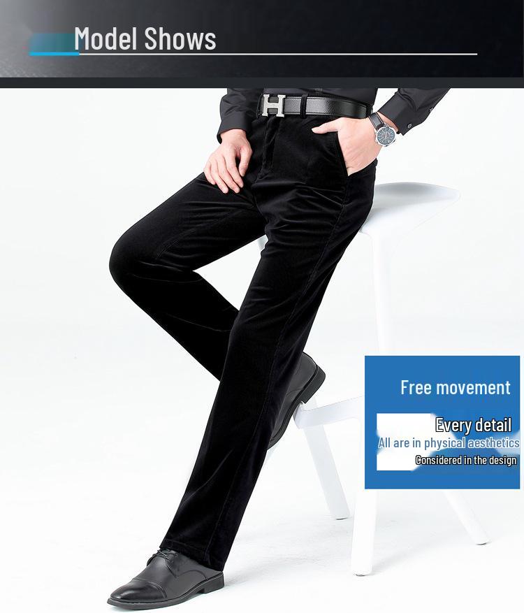 2025 Autumn Men's Corduroy Business Casual Mid-Rise Straight-Leg Pants