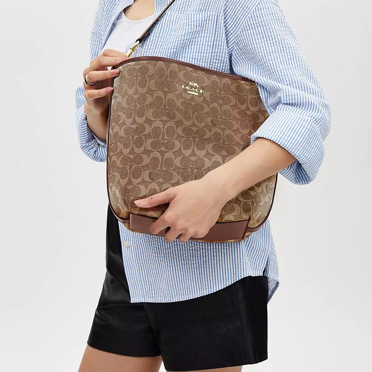 Coach City Bucket 35 Monogram Metal Logo Coated Canvas Bucket Bag Women bags Brown CT802-IMXHE