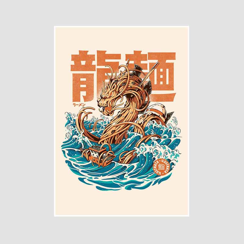 Japanese Food Guide Retro Posters Funny Noodles Poster Mural Wall Art Prints White Paper Art Painting Room Decoration Pictures Home Decor
