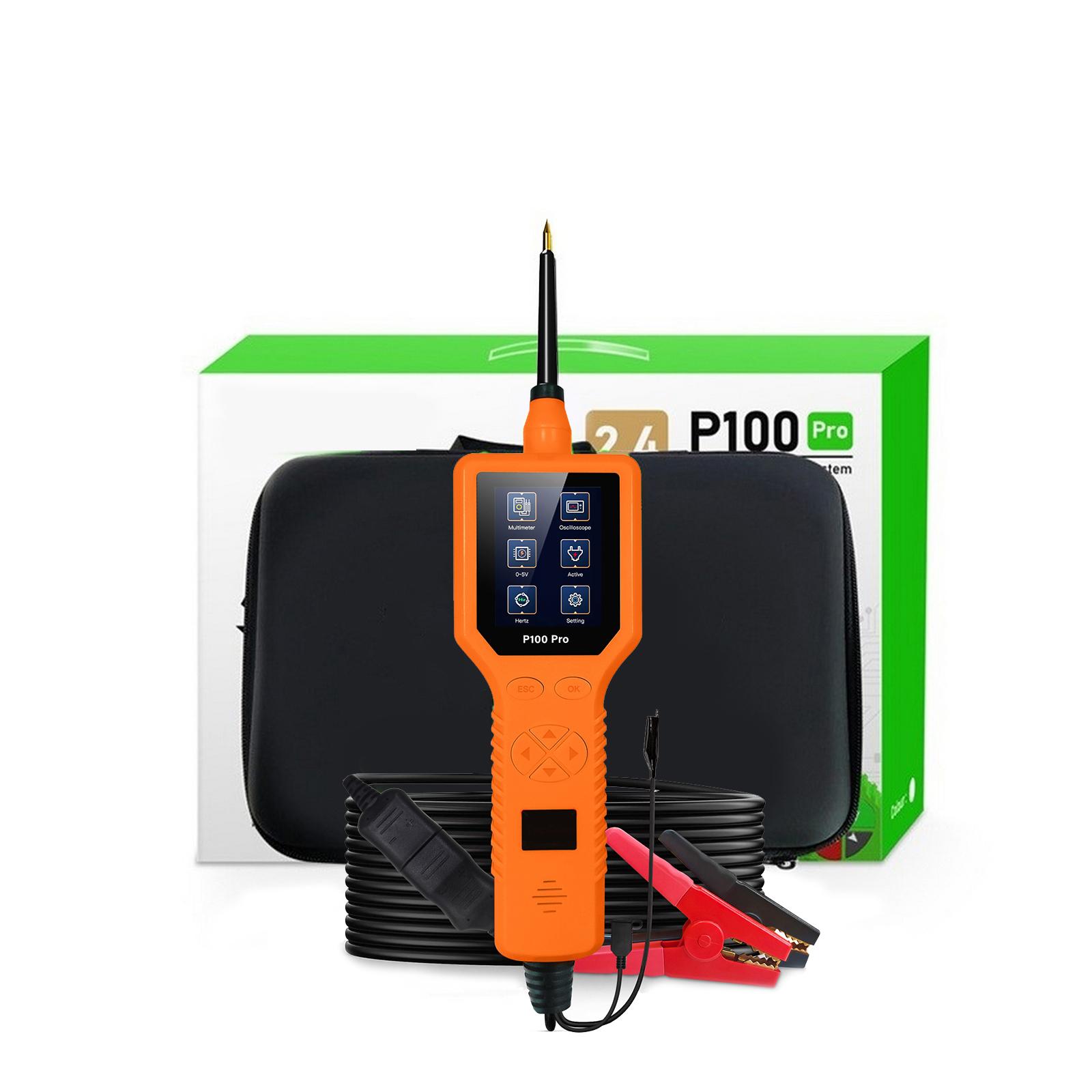 

P100 Pro Автомобильный тестер цепей ЖК-цифровой дисплей Анализатор автомобильных цепей Диагностический тестер Мультиметр Осциллограф оранжевый