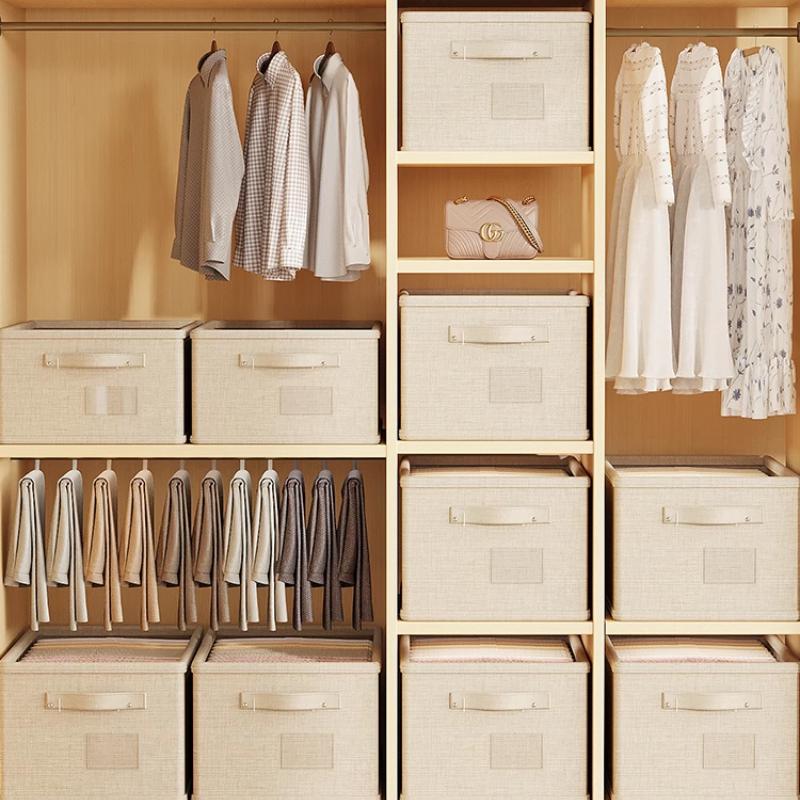 Drawer-Style Wardrobe Storage Box Foldable MoistureProof Organizer Large Capacity Linen Cloth Basket Kids' Toy&Book DesktopShelf