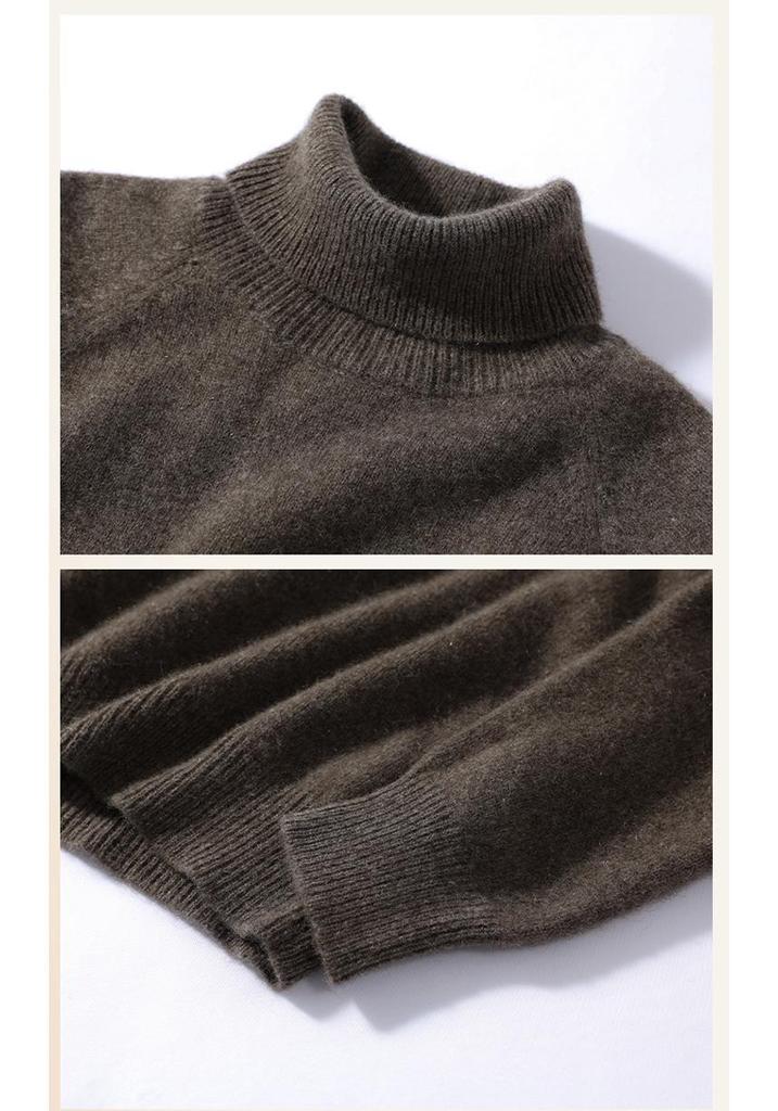 Elegant High Neck Yak Wool Sweater - Autumn/Winter 2026: Women's Loose, Slimming, Solid Color Base Layer