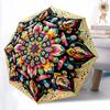 1pc Psychedelic Mandala Artwork Automatic Open/Close Umbrella - Portable Collapsible Umbrella with 8-Rib Stability, Fashion Lovers Yy251017165