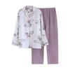 [GDenFrog] Pajamas, Double Gauze, Room Wear, Women's, Loungewear, Long Sleeve, 100% Cotton, Top and Bottom Set, Sweat Absorbent, Breathable,