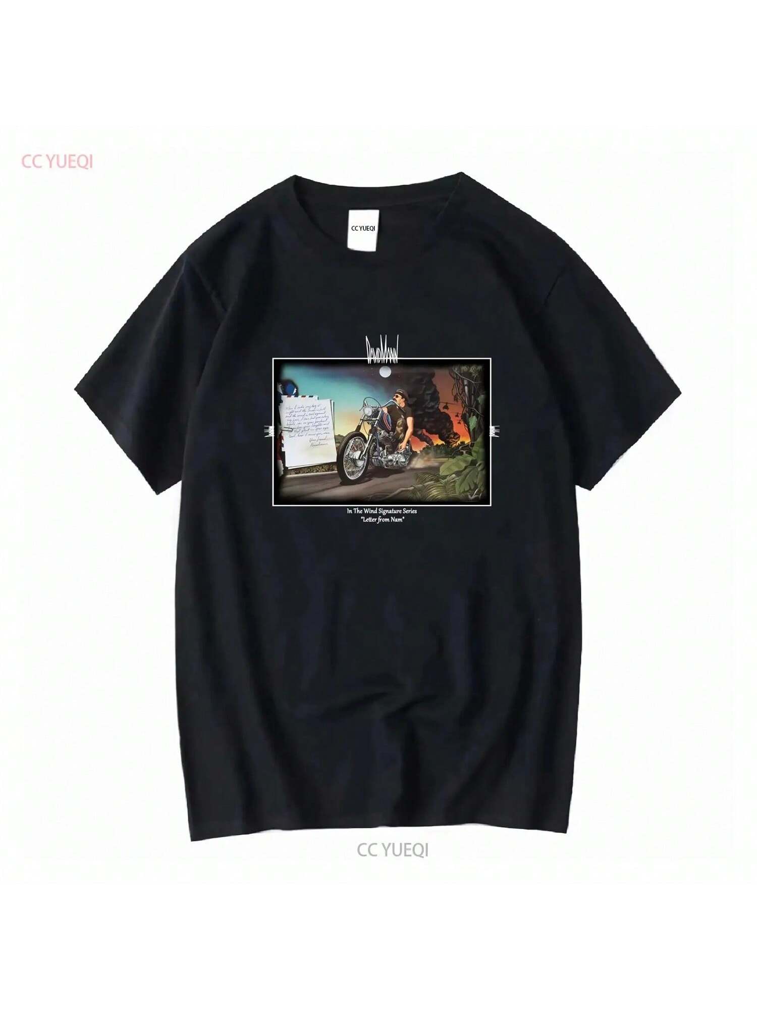 Vintage 90s David Mann Motorcycle Art T Shirt XL Letters From Nam 1998 Biker Vintage Washed Slightly Stretched Fashion S разноцветный