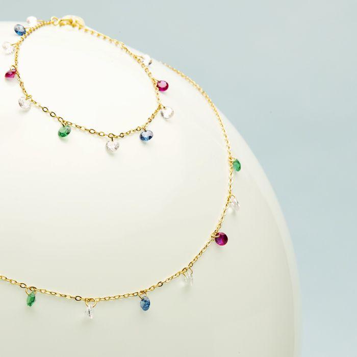 Bracelet - LUXENTER - Sumju - Argent 925 - Zircons multicolores - finition or jaune 18k
