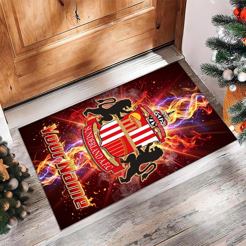 Sunderland FC Bedruckter Kristall-Samt-Teppich Rutschfester Kristall-Samt-Teppich für Sofa, Schlafzimmer, Innenbereich, Heimdekoration
