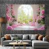 2D Floral Arch Pink Rose Room Backdrop Bridal Shower Photography Background