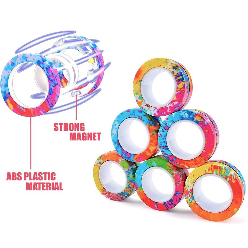 3 Stück Magnetische Ringe Spinner Fidget Spielzeug Set Finger Magnete Ringe zur Angstlinderung Therapie Fidget Pack Geschenk für Erwachsene Jugendliche Kind