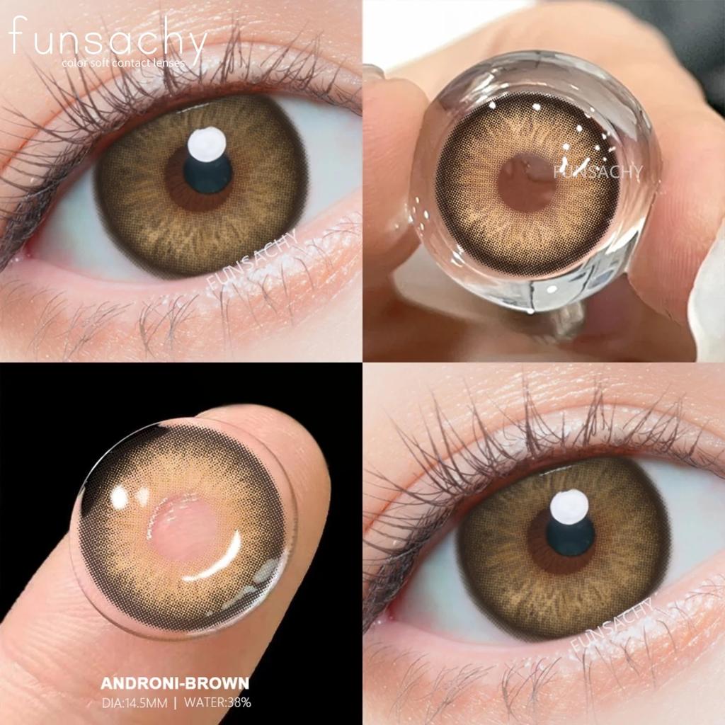 FUNSACHY 2 st Nya Färgglada Kontaktlinser för Ögon Koreansk Stil Mode Linser Y2k Blå Ögonlinser Colorcon Årlig Grå Ögonlins