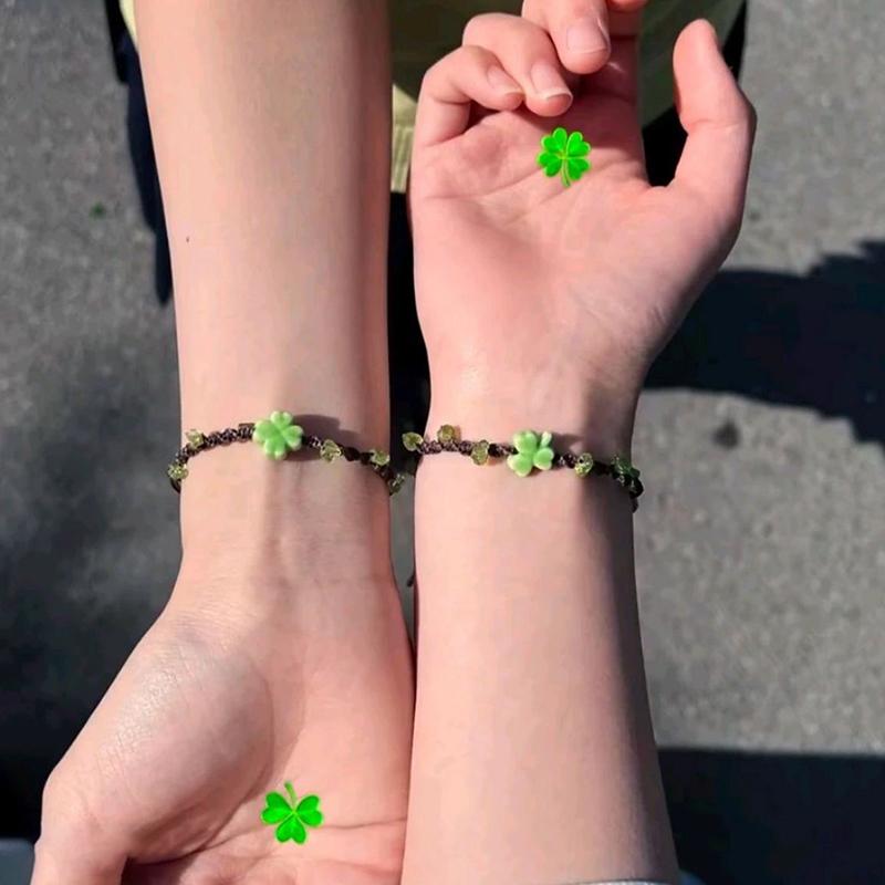 

Браслеты с четырехлистным клевером на удачу для женщин и мужчин, браслет дружбы для пар, креативные плетеные украшения, подарки