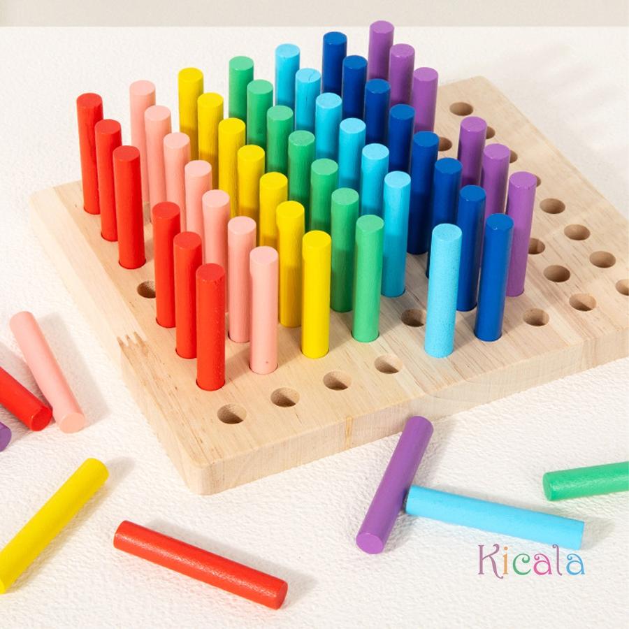 Toys Wooden Color Categorization Rod Colorful Sticks Game Montessori Hand Fine Motor Training Toy Color Cognition Game Kids