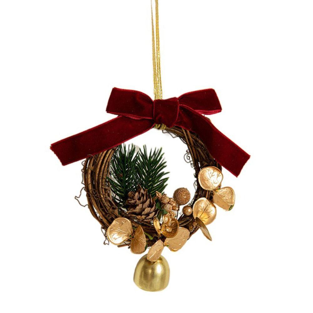 Exquisite Christmas Wreath Pendant Creative Pine Cone Bell Pendant Hanging Ornament  Balcony