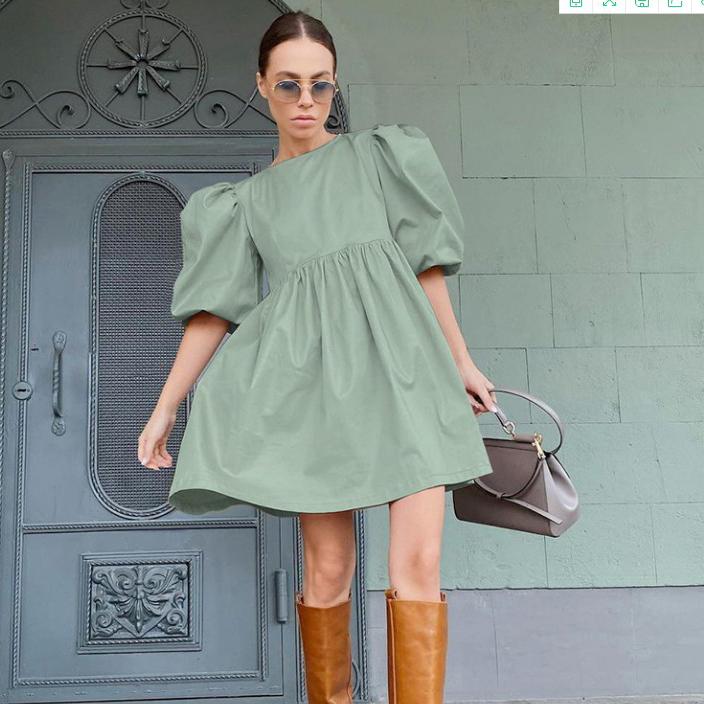Buy Vintage Puff Sleeve Women Dress Elegant High Waist A-Line Dresses O  Neck Sexy Summer Short Dress at affordable prices  free shipping, real  reviews with photos  Joom