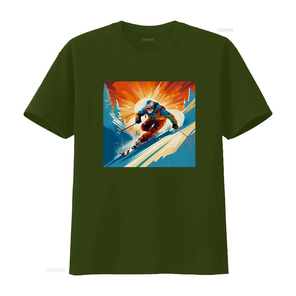 Telemark Skier T Shirt Retro Carving Vintage Adventure Skiing Ride Tele Long or S Vintage Washed Streetwear Comfortable