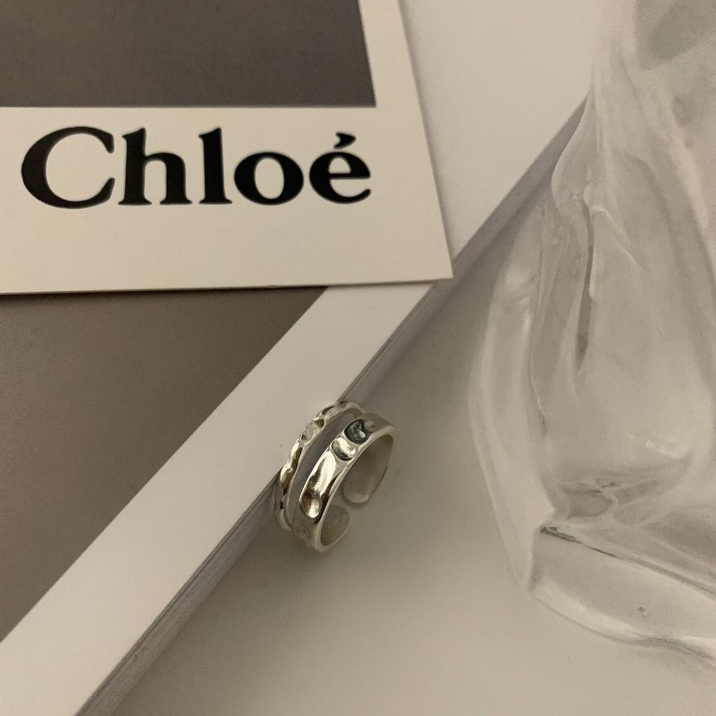 Elegant S925 Silver Candy Wave Pattern Hollow Geometric Ring For Women Fashion