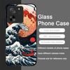 Tempered Glass Phone Case for Motorola Moto G85 G84 G75 G55 Edge 50 Fusion 40 Neo 30 Pro Japanese Ancient Structure Waves Cover
