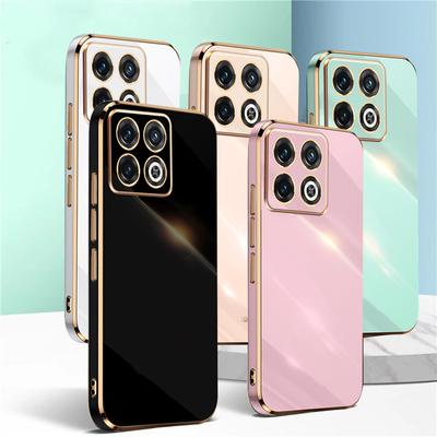 Custodia morbida placcata quadrata con glitter Bling per Oneplus One plus 10 Pro 9 Pro 9R T 8T Cornice dorata Copertura in silicone