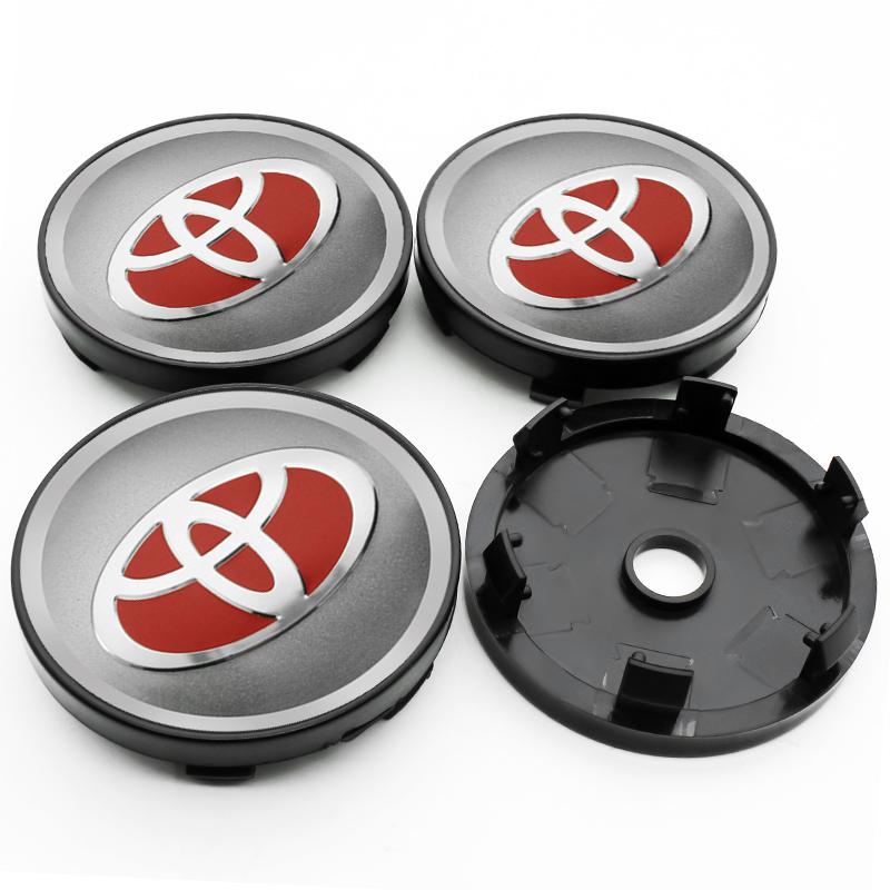 4 Stück 56+60mm Auto Radnaben-Plaketten Aufkleber Mittelkappen Felgenabdeckung Auto Zubehör Für Toyota Prado Yaris Hilux Verso Fortuner Supra