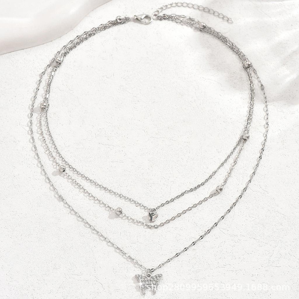 Stylish and simple multi-layer butterfly pendant necklace collarbone chain, Middle East, women's jewelry accessories