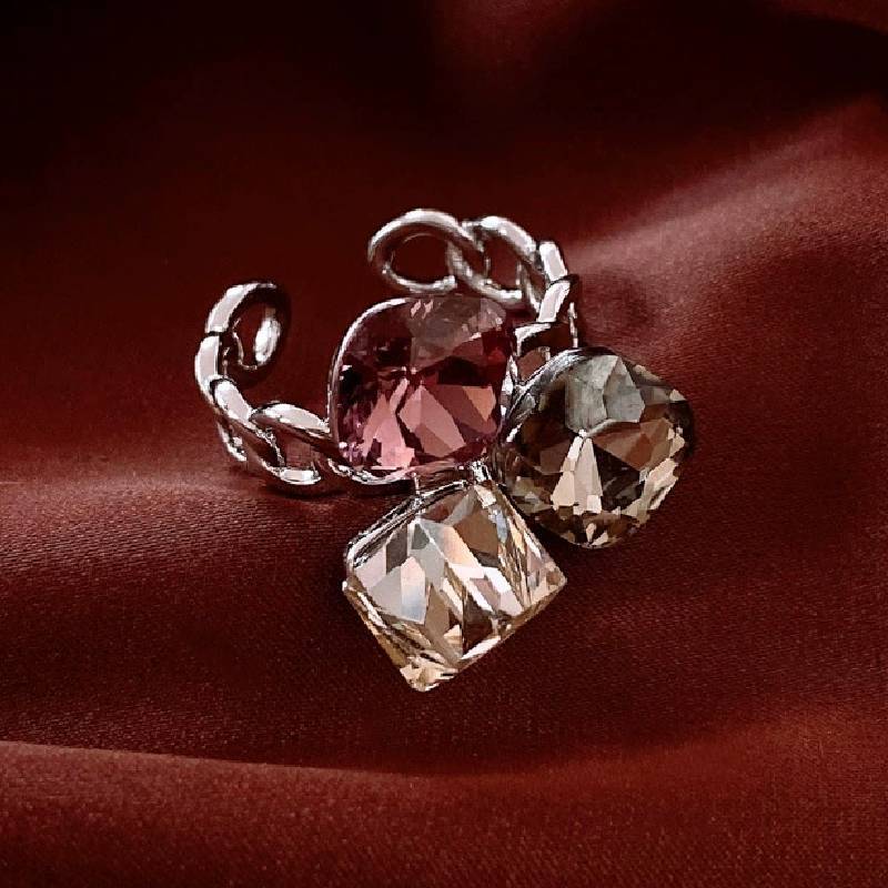 Geometric Silver Zirconia Open Ring For Women Fashion Jewelry
