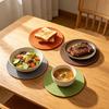 Round Woven Placemats for Table Nordic Faux Cotton Linen Yarn