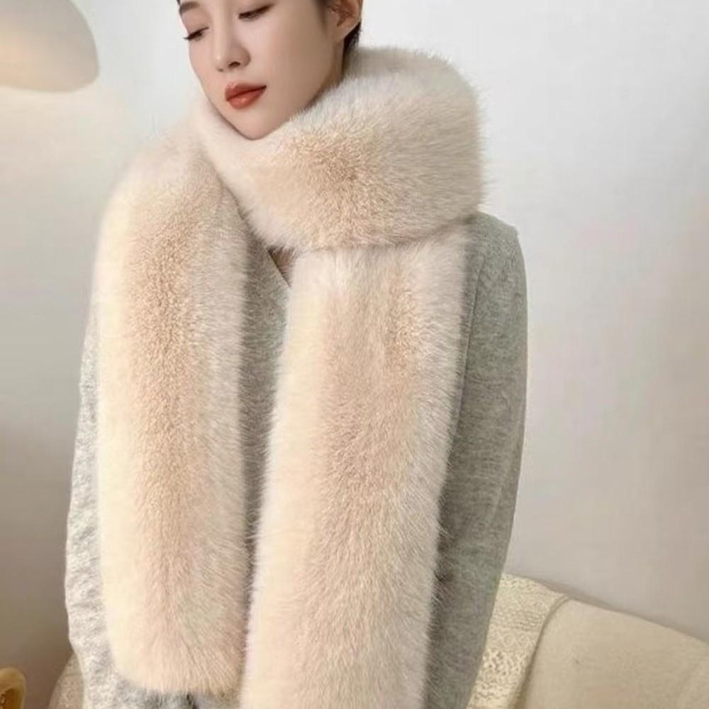 Elegant Imitation Mink Fur Scarf Long Fluffy Long Scarf Vintage Plush Neck Warmer Outdoor