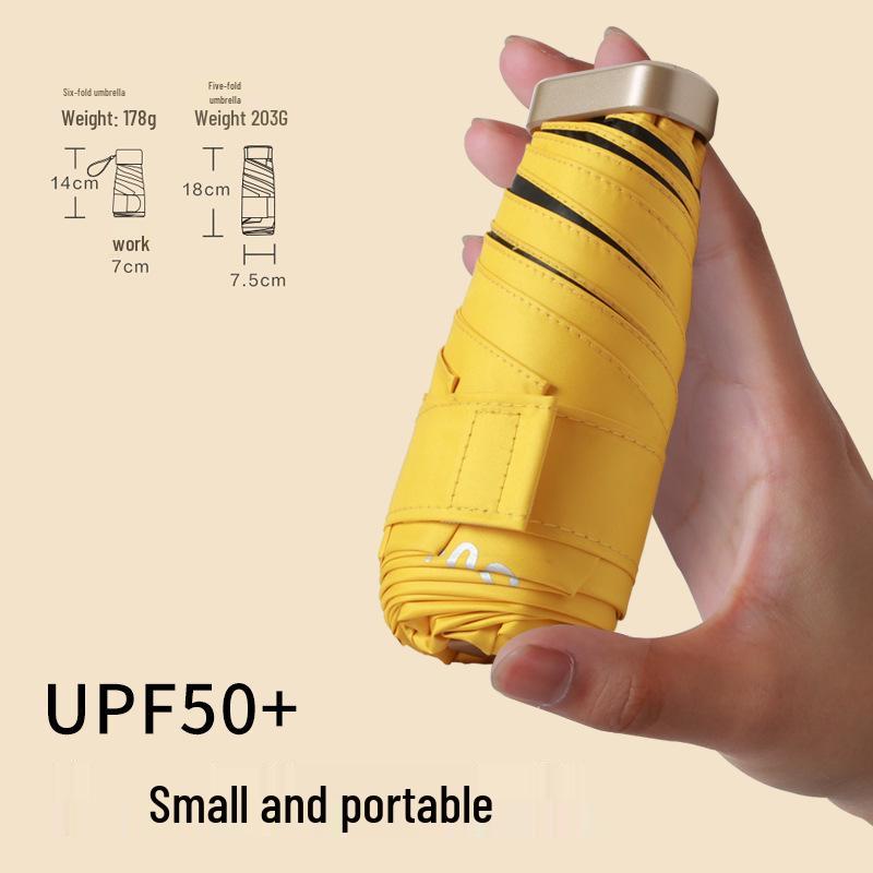 14cm Ultra-light Portable Black Rubber Sun & Rain Protection Folding Umbrella