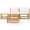 4 Piece Garden Lounge Set with Cream Cushions Solid Acacia Wood