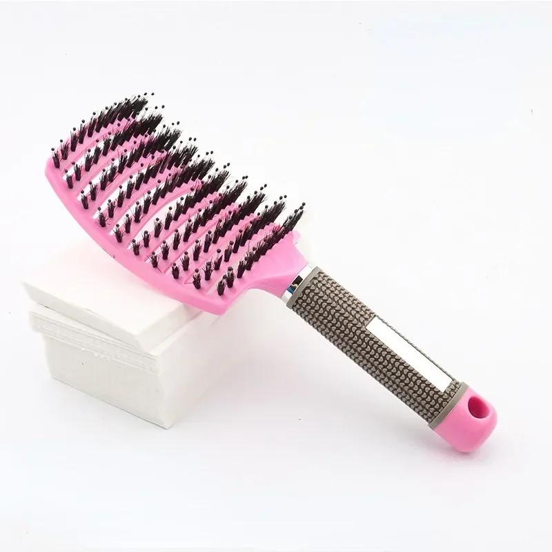 

1Pcsdetangle Hairbrush Жіноча щітка для волосся Масажна гребінець Anti Klit Brushy Haarborstel Scalp Curly Combing Brushes Перукарські інструменти рожевий