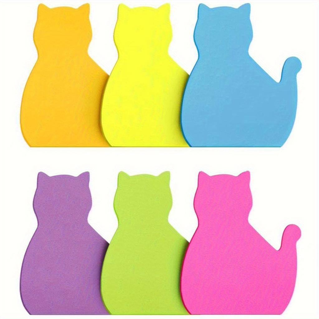 8Pcs/set Cat Sticky Notes Set - Cute Cat-Shaped Self-Adhesive Memo Pads for Reminders, School, Office, Home - Fun Assorted Colors Pack