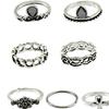 10Pcs/Set Knuckle Finger Rings Vintage Anti-rust Flower Hollow Women Jewelry for Camping