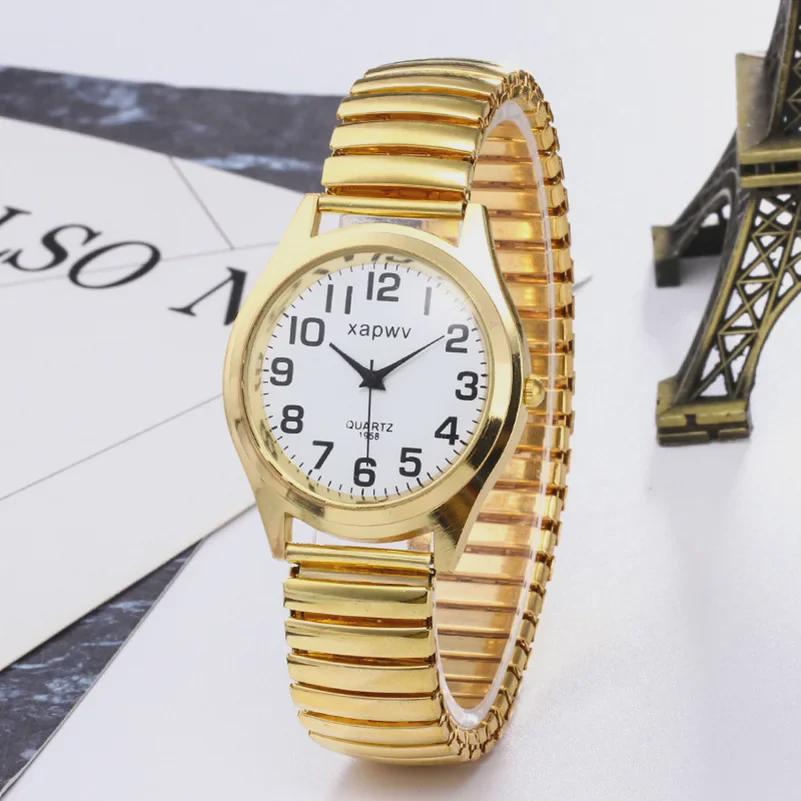 XAPWV Große digitale Seniorenuhr – elastisches Edelstahlband, Logo anpassbar, geeignet für Damen.