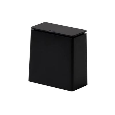 Tubular Mini Flap Trash Can with Lid, Black, 1.4L