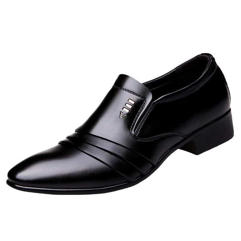 2024 autumn new leather shoes men's large size business dress one pedal British pointed office shoes men