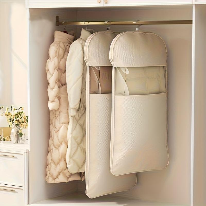 High-Quality Space-Saving Self-Compressing Hanging Storage Bag - Side Opening Design, Durable Fabric Garment Organizer with Up To 40% Compression Rate