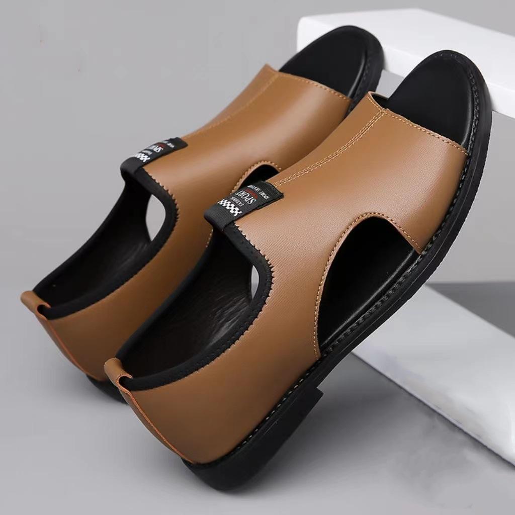 

Sandals men s 2024 summer new casual non-slip soft-soled beach shoes men s hollowed-out breathable Roman leather sandals 44