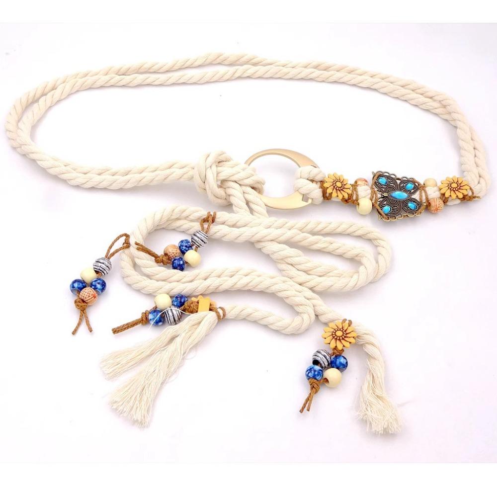 Trendy Bohemian Tie Rope Waist Belt Luxury Design Y2K Waist Strap Versatile Vintage Waist Chain Women s Fashion белый
