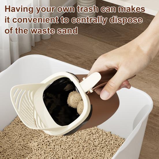 Cat Litter Scoop with Holder 3-in-1 Pet Litter Shovel with Waste Can Kitten Litter Scooper with Waste Bag Box for Indoor Pet Litter Box