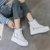 Fashion High Quality 8cm Genuine Leather Women Ankle Boots Platform Wedge Sneakers Boots Spring Autumn Boots Shoes for Women Booties