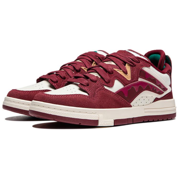 Li Ning Weiw Pro Special Story Edition Non-Slip Wear-Resistant Low-Top Skate Shoes Women Sneakers Red White AECU018-1
