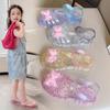 New Summer Jelly Glue Sandals Children and Girls Velcro Transparent Non-slip Princess Shoes Beach Cute