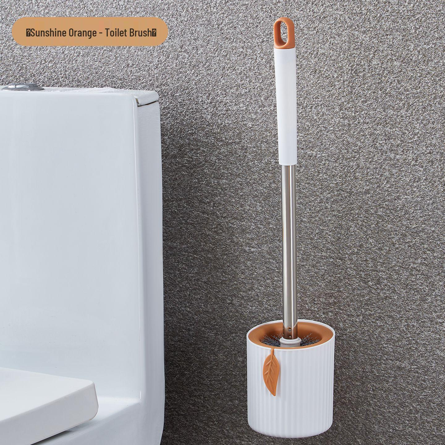 Toilet Brush with Long Handle & Corner Base, No Wall Mount Needed